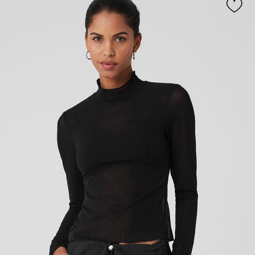 Mesh sheer illusion mock neck long sleeve - Alo Yoga